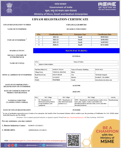 Udyam Registration Certificate
